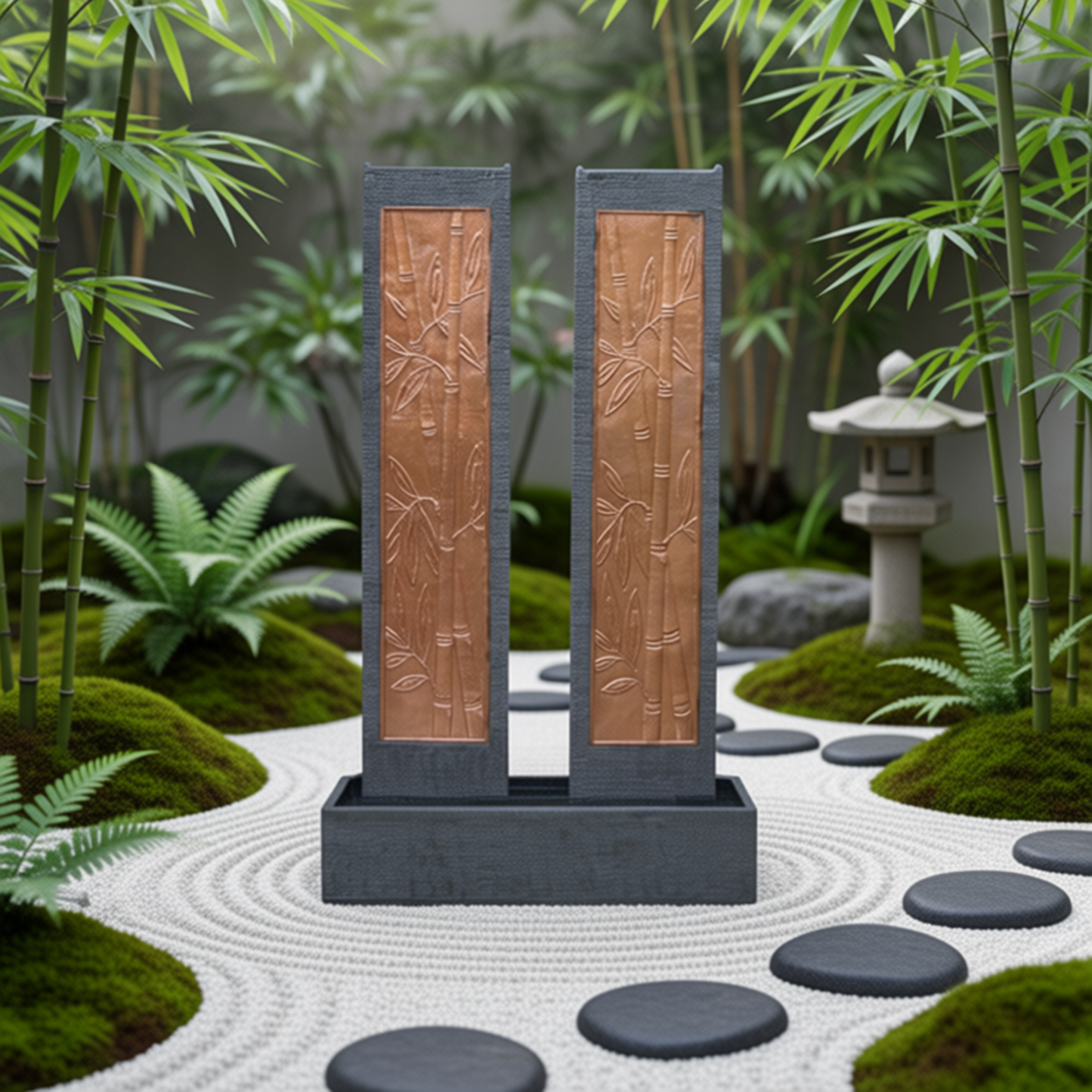 Twin Tower Bamboo Wall Fountain