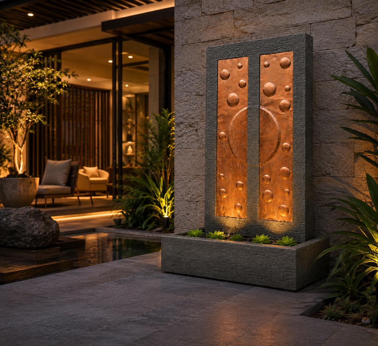 Bubble Copper Wall Fountain