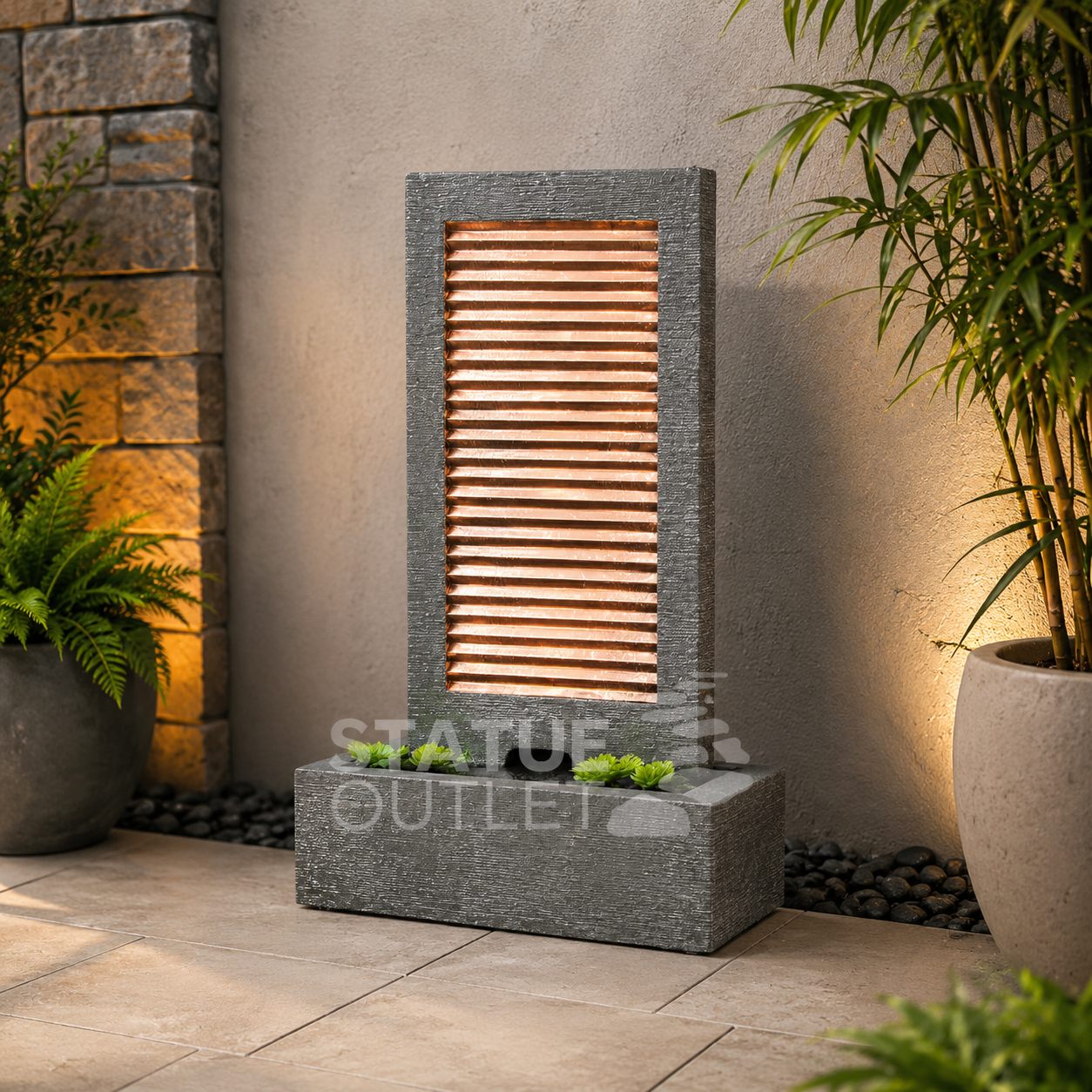 Zig Zag Copper Wall Fountain