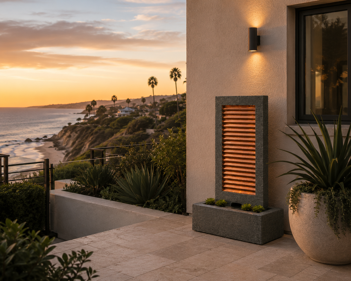 Zig Zag Copper Wall Fountain