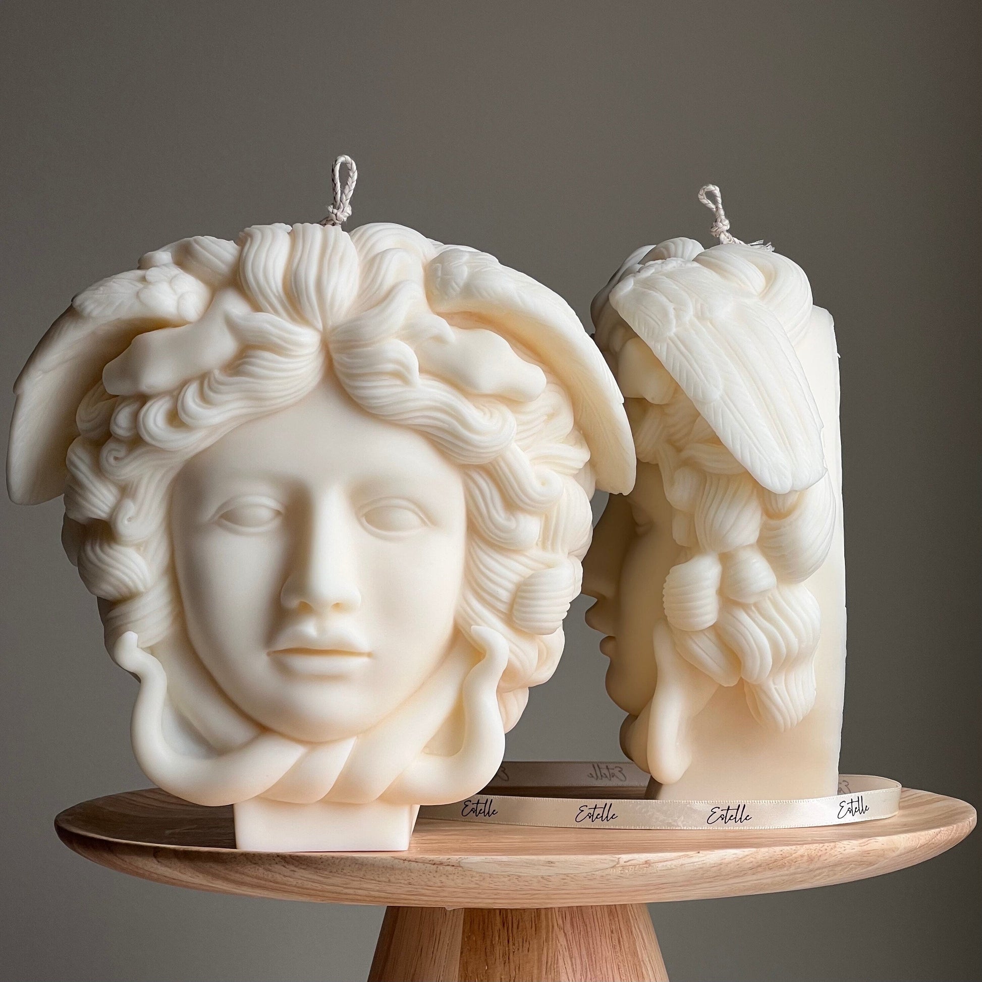 Medusa Soy Wax Candle: Large Sculptural Woman Head Statue-1