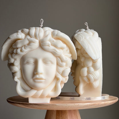 Medusa Soy Wax Candle: Large Sculptural Woman Head Statue-1