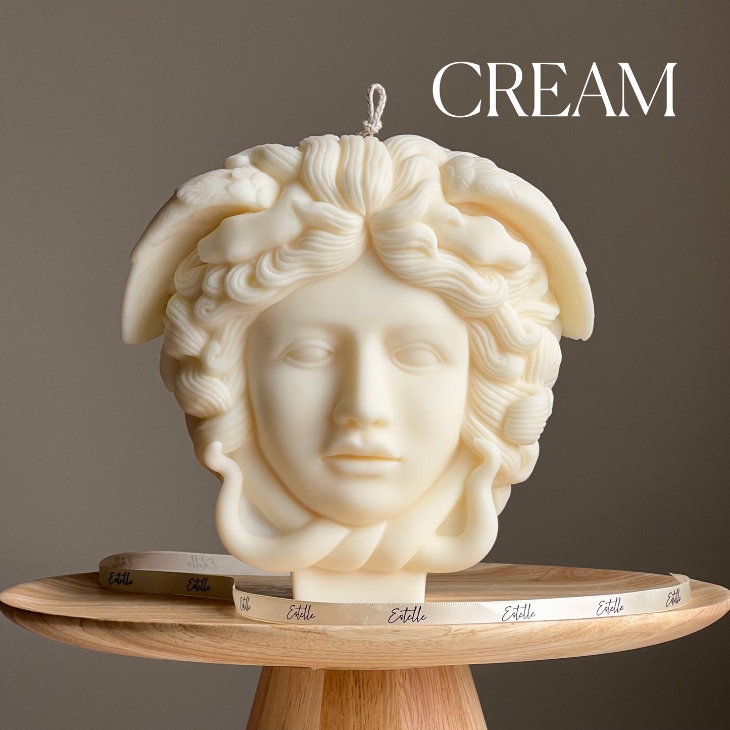 Medusa Soy Wax Candle: Large Sculptural Woman Head Statue-3