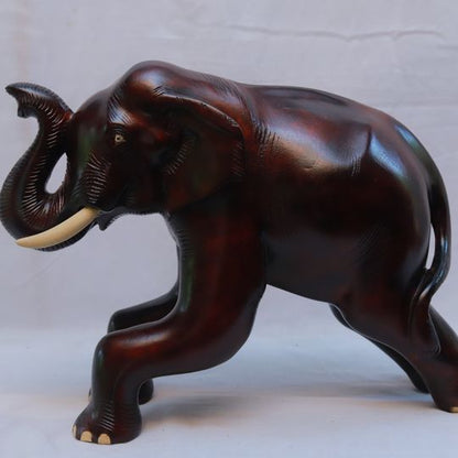 Hand Carved Elephant Statue,  Wooden Elephant Sculpture-1